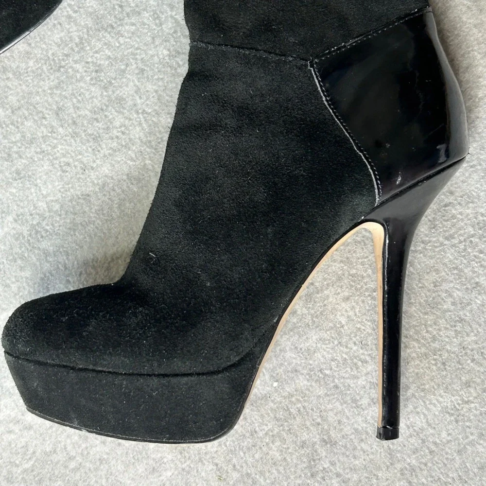 Steve Madden Black Suede Over The Knee Platform Stiletto‎ Boots Sz 8 Whimsigoth